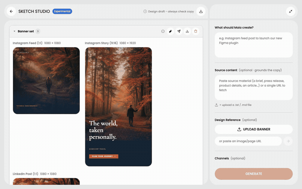 Say what you want in plain language — Create branded content with Sketch