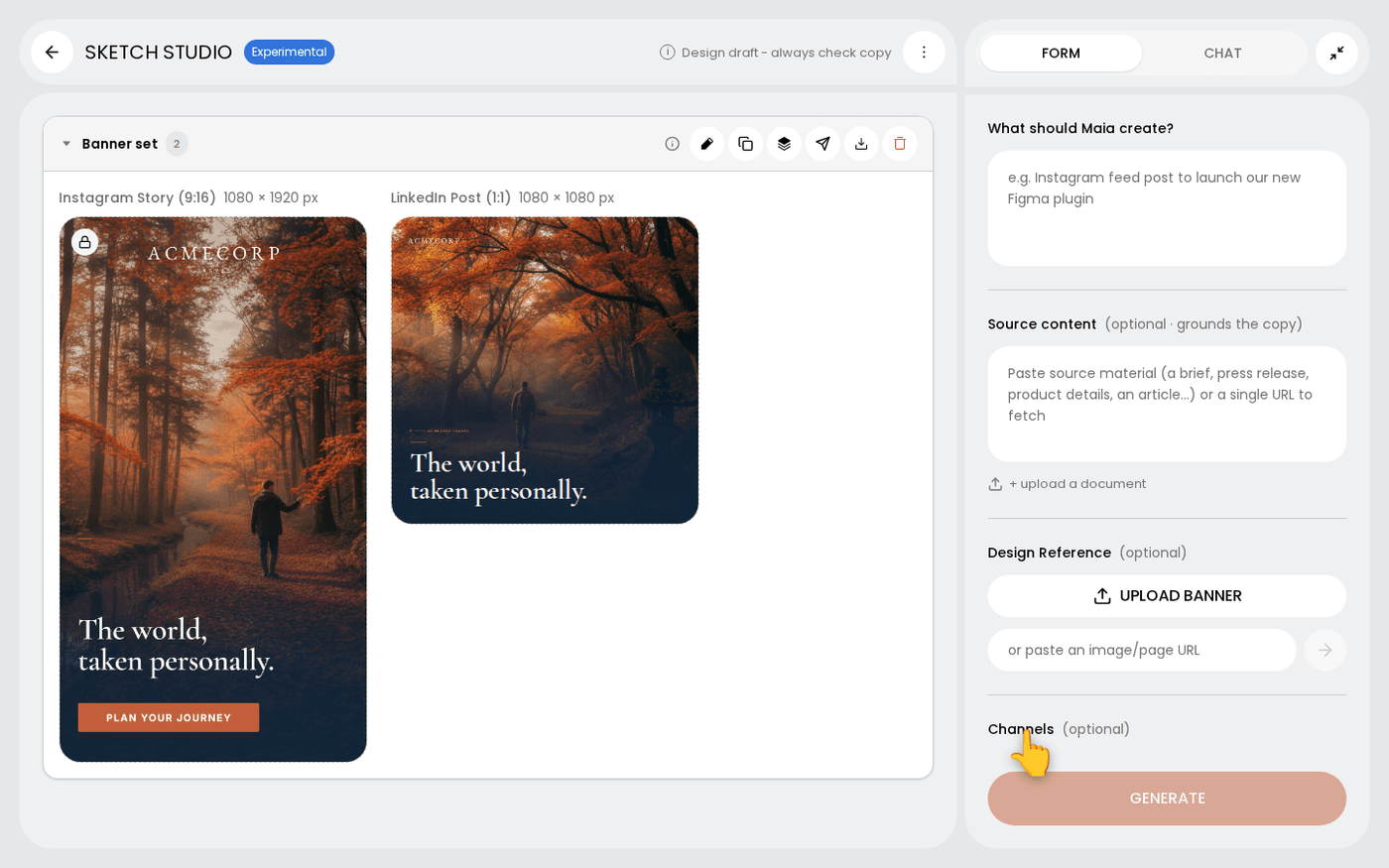 Pick the format you need — Create branded content with Sketch