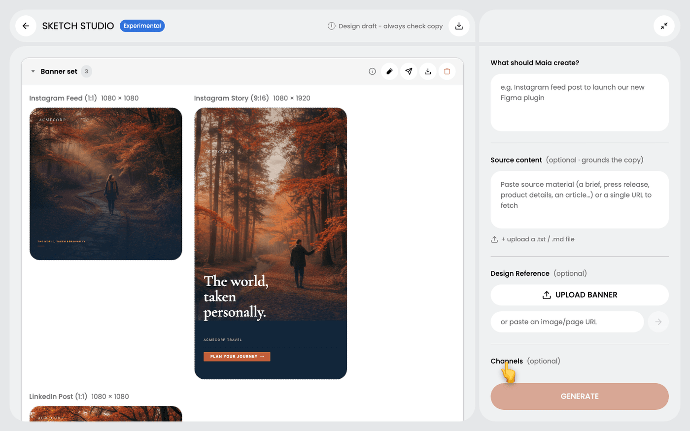 Pick the format you need — Create branded content with Sketch