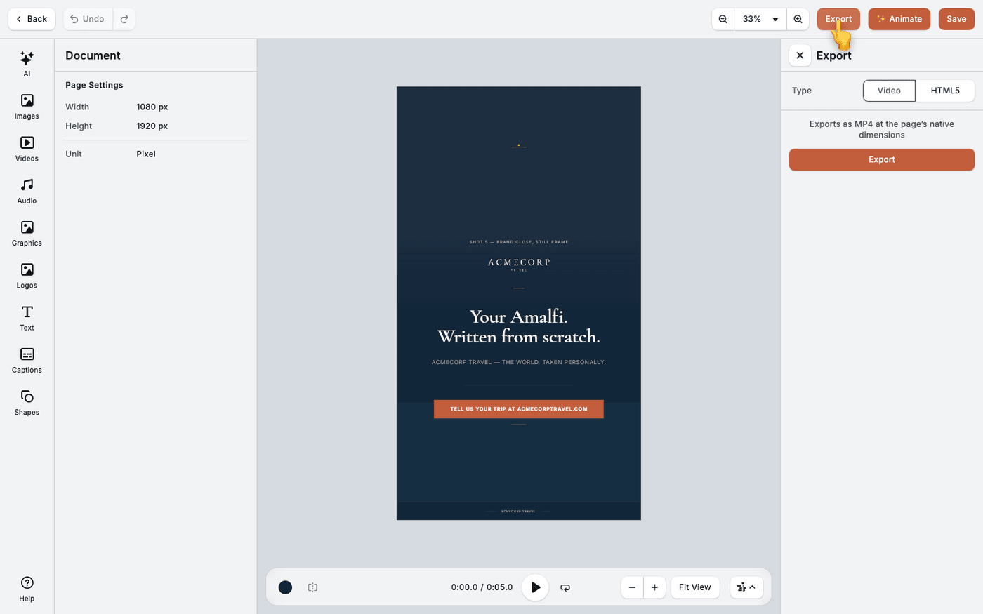 Save, or export — Turn a sketch into a video
